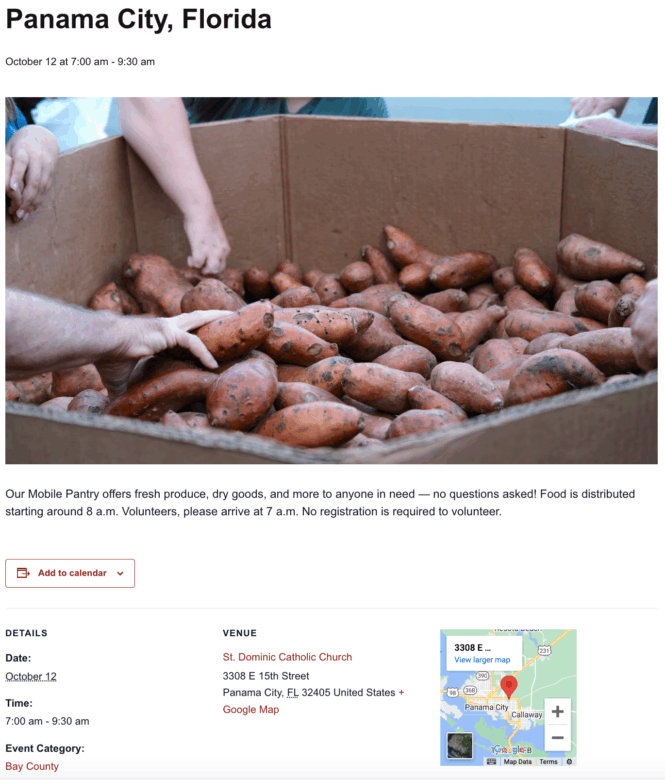 The single event page